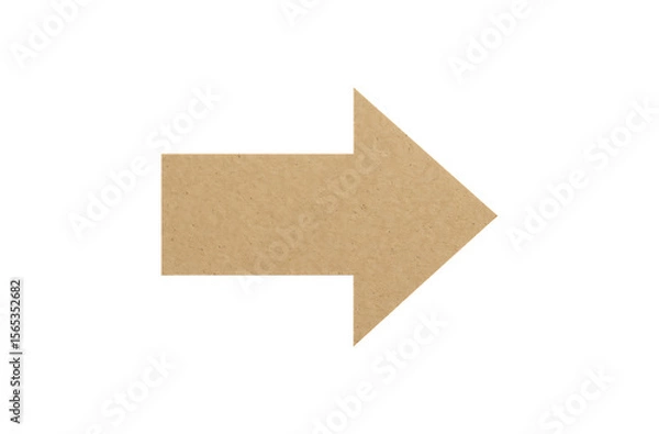 Fototapeta Textured Kraft Paper Right Arrow on White Background – Minimalist Directional Symbol