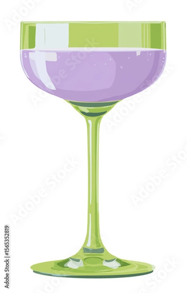 Fototapeta Elegant lavender cocktail in a stylish green coupe glass, perfect for illustrating luxurious drinks, sophisticated parties, or refreshing beverages for upscale events
