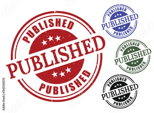 Obraz Published stamp vector graphic design elements for official document approval in multiple colors