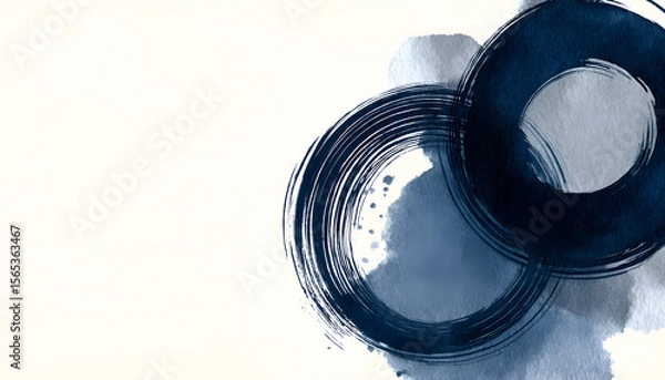 Obraz Abstract Watercolor Circles in Indigo and Cerulean
