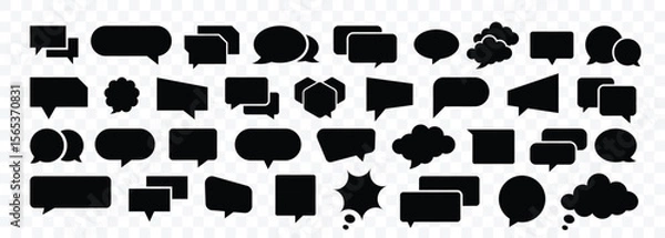 Obraz Empty communication speech bubbles collection. Big set of speech bubbles. Collection of Black speech balloon, Black speech bubbles different shapes. Geometric shapes black silhouette icon set.