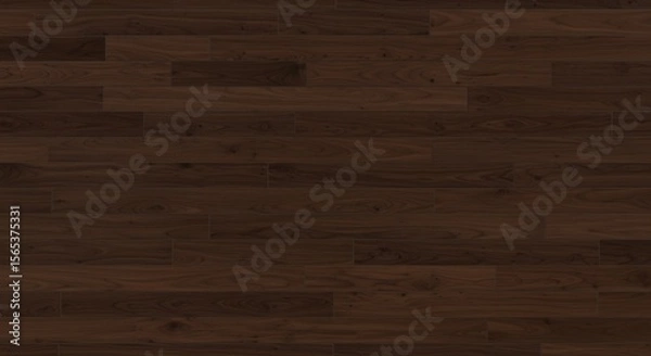 Obraz Dark brown wood flooring with distinct grain patterns and horizontal plank layout