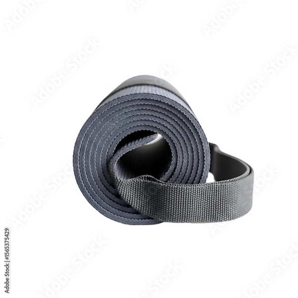 Fototapeta Rolled up exercise mat with carrying strap showing texture and material detail in a close up view on transparent background