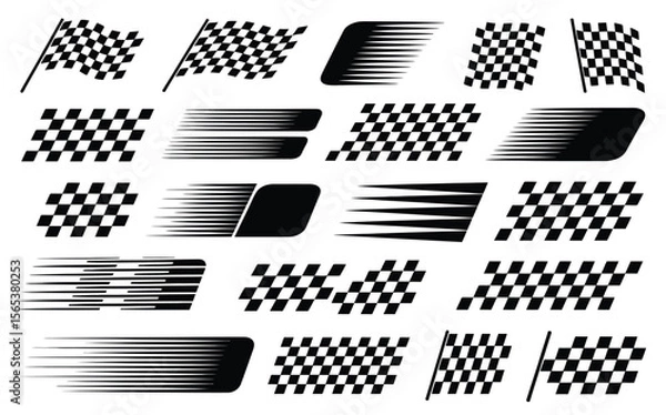 Obraz Racing Flags & Speed Line Vector Collection