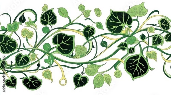 Fototapeta Ornate botanical design featuring vines and leaves.