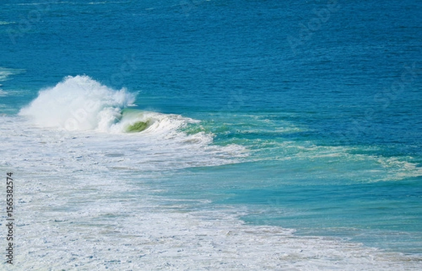 Obraz Impressive Aerial View of Powerful Waves Splashing on Vivid Turquoise Blue Ocean