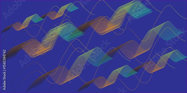 Fototapeta PrintAbstract background with waves for banner. Web banner size. Vector background with lines. Element for design isolated on blue. Blue gradient. Spring, summer, winter. Water, ocean