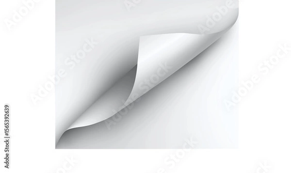 Fototapeta Realistic curls of the corners of a paper page on a transparent background with shadow, curled corners of a sheet of paper. The white edges of the vector stickers are curved. Corners of paper scroll