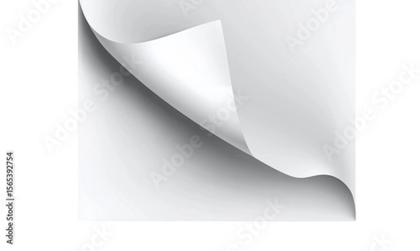 Fototapeta Realistic curls of the corners of a paper page on a transparent background with shadow, curled corners of a sheet of paper. The white edges of the vector stickers are curved. Corners of paper scroll