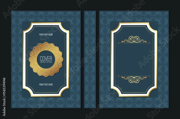 Fototapeta Ornamental Book Cover Design with Golden Mandala and Decorative Frame