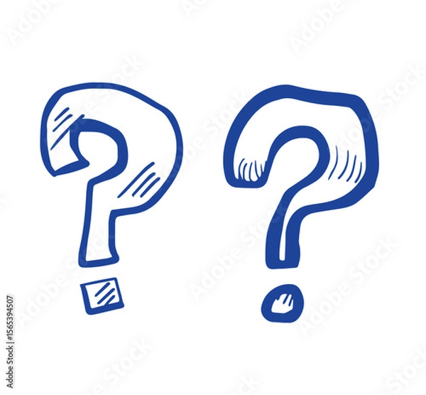 Fototapeta Question mark hand drawn doodle, vector. icon, sticker. 