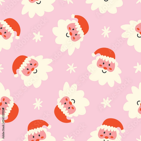 Obraz Santa Claus Seamless Pattern Pink Christmas Backgorund