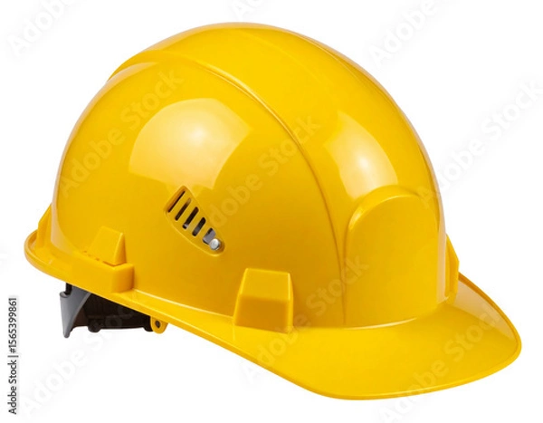 Fototapeta Yellow Construction Helmet with Adjustable Strap, isolated on transparent background