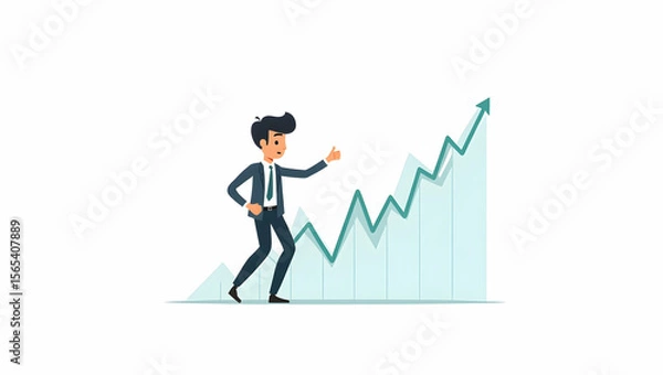 Fototapeta man with graph