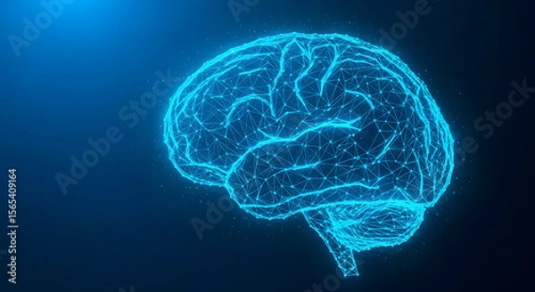 Fototapeta Artificial Intelligence and Neuroscience Concept with a Digital Wireframe Brain