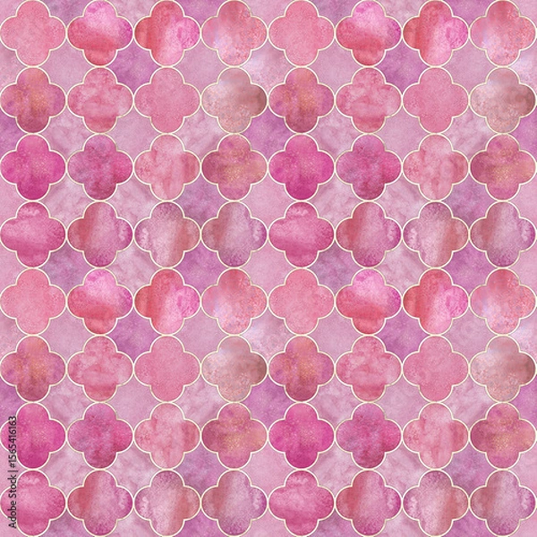 Fototapeta Watercolor gothic style clover leaf seamless pattern