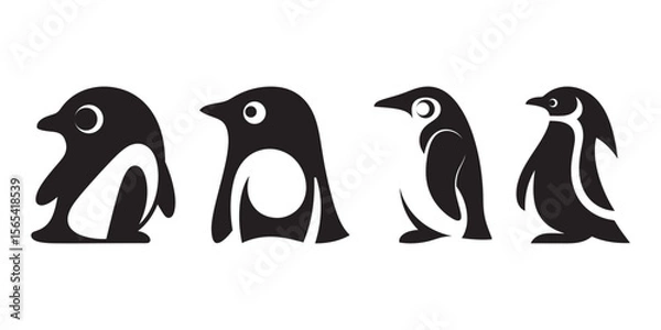 Fototapeta Isolated on white background, penguin vector icon child cartoon character illustration symbol graphic doodle