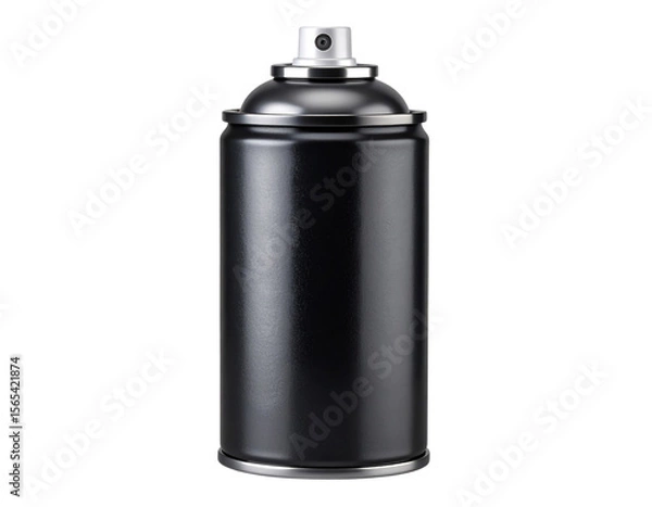 Fototapeta Matte Black Spray Paint Can with Color Indicator Cap, isolated on transparent background