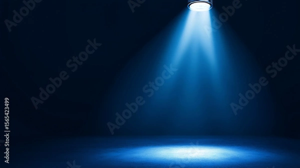 Obraz A blue light is shining on a dark background