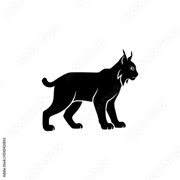 Obraz Graceful Wild Cat Silhouette Standing Proudly with Pointed Ears and Bushy Tail