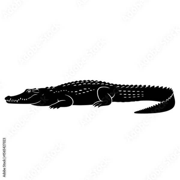 Obraz Black Silhouette of a Reptile with Scales on its Body and Tail