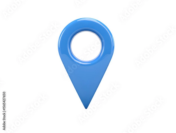 Fototapeta Blue Location Marker: A close-up view showcases a solitary, sleek blue location marker, perfectly rendered, poised to indicate a precise point or destination. A symbol of precision and direction.