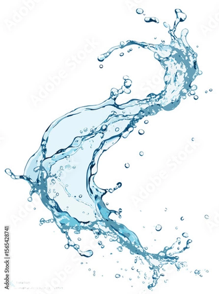 Obraz Blue Water Splash Dynamic Flowing Liquid Swooshing Movement Isolated Background vector