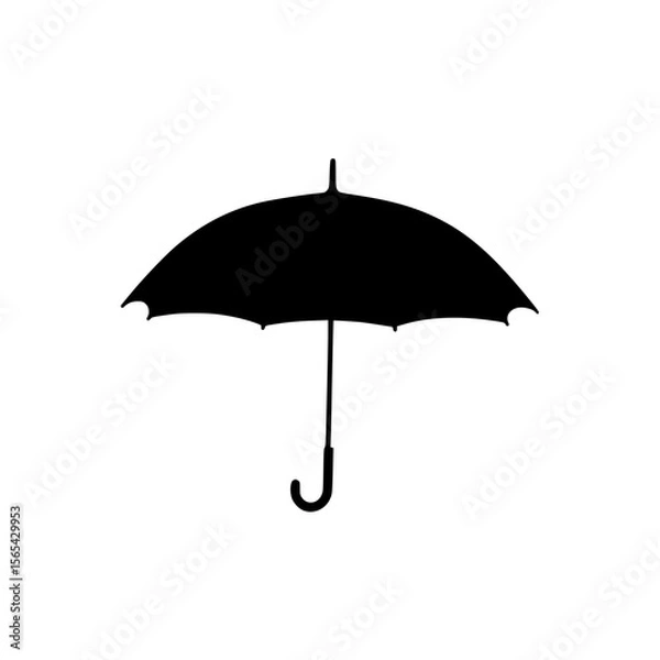 Fototapeta Simple Silhouette of an Open Umbrella with Curved Handle for Weather Protection
