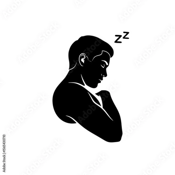 Obraz Man Resting in Silhouette with Sleep Symbol Above Head