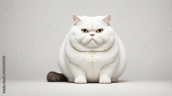 Obraz fat white cat wallpaper background