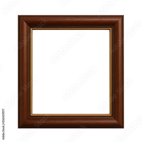 Fototapeta wooden picture frame,Elegant Rectangular Wooden Picture Frame with Rich Grain on White Background