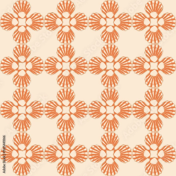 Obraz Watercolor sea shell seamless pattern. Hand drawn seashells texture vintage ocean background
