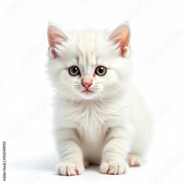 Fototapeta british kitten on white background