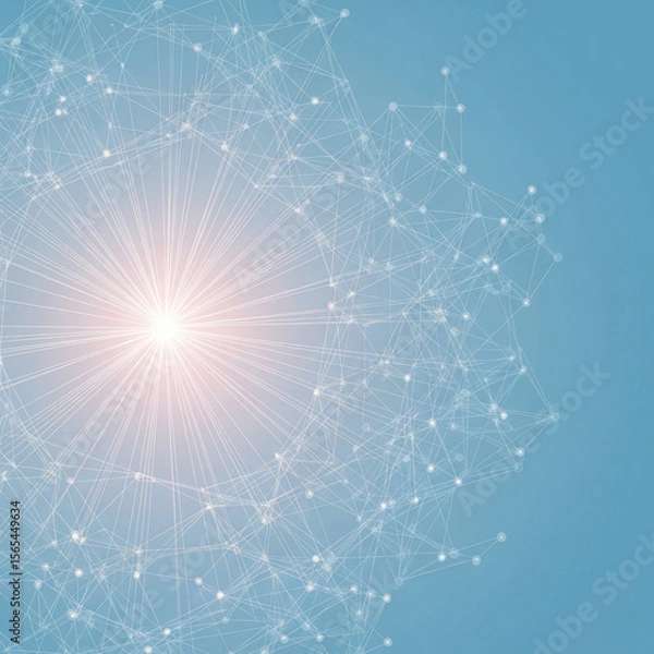 Fototapeta Global Network Connection with Bright Light Source