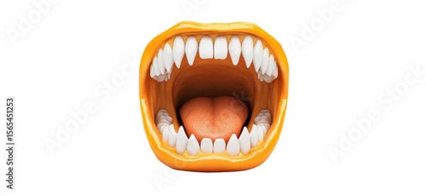 Fototapeta Open Mouth with Teeth and Tongue Illustrated in Bright Colors, Perfect for Fun Educational Content About Oral Health or Expression