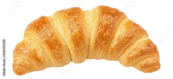 Fototapeta Freshly Baked Golden Croissant Illustration with Flaky Layers Ready for Enjoyment on Breakfast Table or Pastry Display