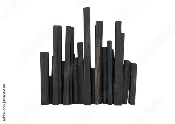 Fototapeta Natural Charcoal Pieces Stacked Together Creating an Artistic Arrangement for Decorative Purposes and Eco-Friendly Initiatives