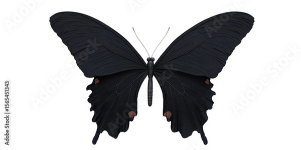 Fototapeta Majestic Black Butterfly with Intricate Wing Patterns on a Transparent Background Ideal for Nature and Wildlife Concepts
