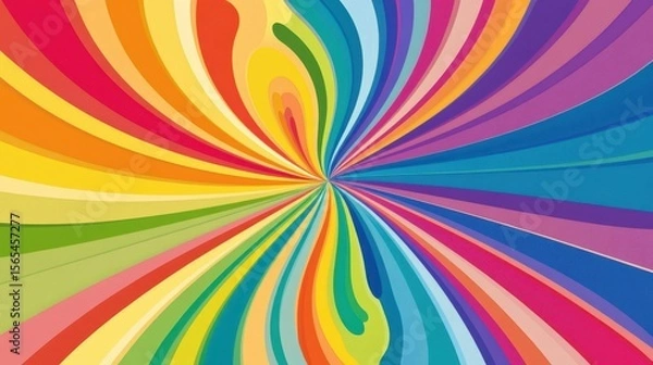Fototapeta Vibrant radiating rainbow stripes create a dynamic design.