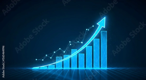 Fototapeta Upward Trending Growth Chart  Visualizing Business Success and Progress