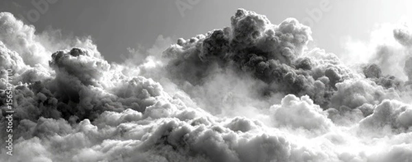 Fototapeta Grey fog with grain and shadow for design on white - transparent background
