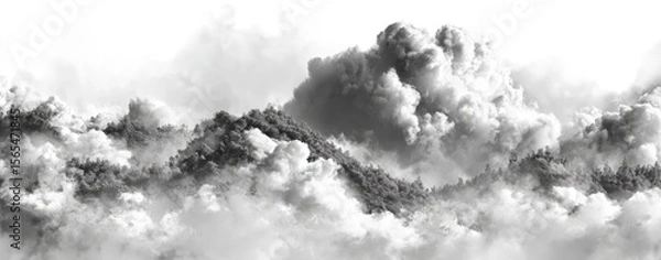 Fototapeta Smoky fog texture for design on isolated white - transparent backdrop