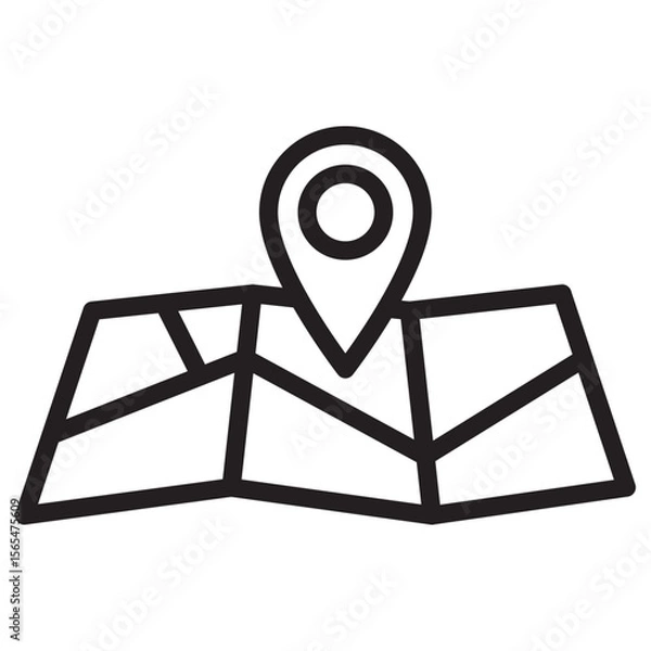 Fototapeta Pin on a map icon thin vector sign symbol