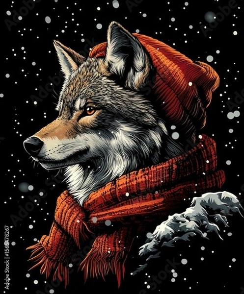 Obraz Portrait of a Gray Wolf Canis Lupus in Winter Wildlife Setting
