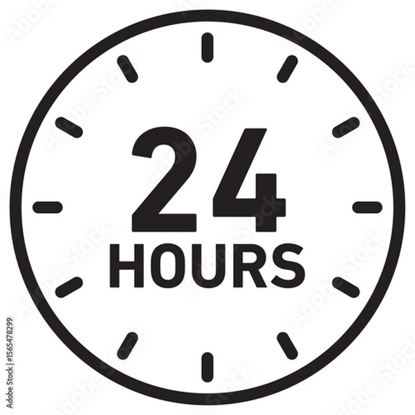 Fototapeta 24 hours icon thin vector sign symbol