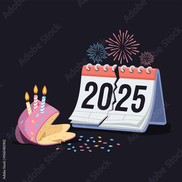 Obraz vector Birthdays, New Year celebrations, and the number 2025 Birthday Cake Icon

