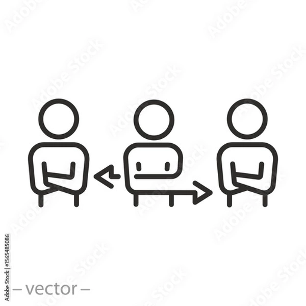 Obraz intermediary person icon, economic platform, provider, mediation between people, conflict resolution help, negotiation, thin line symbol - editable stroke vector illustration eps10