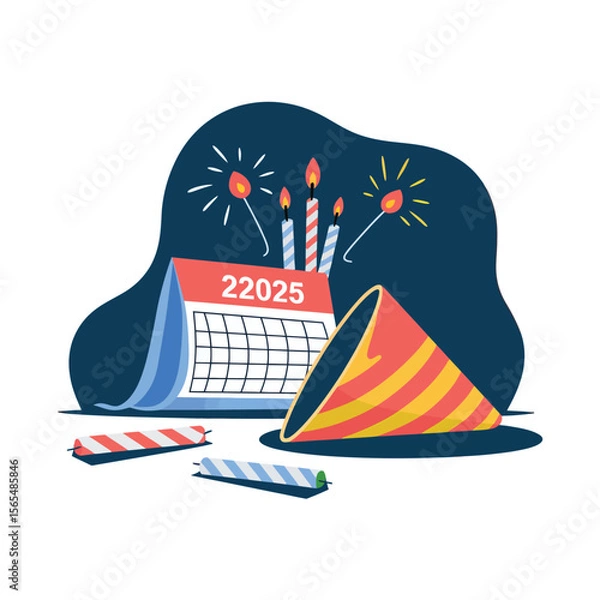 Obraz vector Birthdays, New Year celebrations, and the number 2025 Birthday Cake Icon
