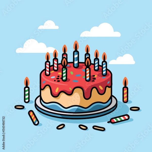 Obraz vector Birthdays, New Year celebrations, and the number 2025 Birthday Cake Icon
