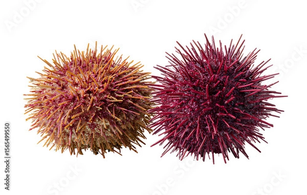 Fototapeta Two realistic sea urchins isolated on a transparent background